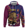 Custom Brisbane Maroon Hoodie Lions Blazing Fire