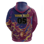 Custom Brisbane Maroon Hoodie Lions Blazing Fire