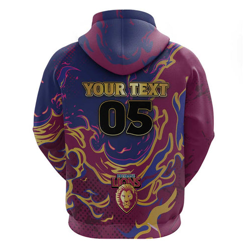 Custom Brisbane Maroon Hoodie Lions Blazing Fire