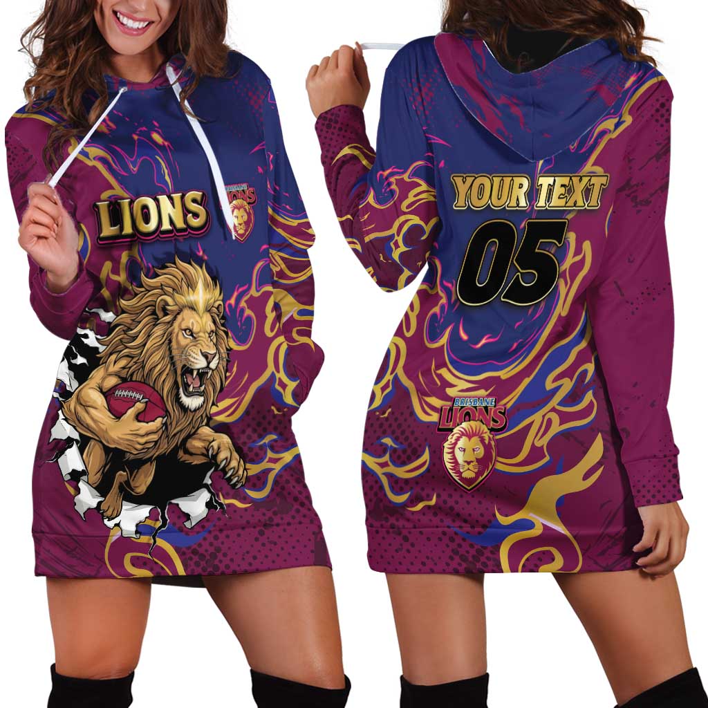 Custom Brisbane Maroon Hoodie Dress Lions Blazing Fire