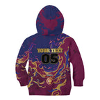 Custom Brisbane Maroon Kid Hoodie Lions Blazing Fire