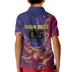 Custom Brisbane Maroon Kid Polo Shirt Lions Blazing Fire