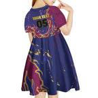 Custom Brisbane Maroon Kid Short Sleeve Dress Lions Blazing Fire