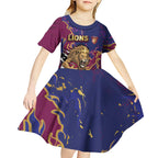 Custom Brisbane Maroon Kid Short Sleeve Dress Lions Blazing Fire