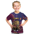 Custom Brisbane Maroon Kid T Shirt Lions Blazing Fire