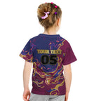 Custom Brisbane Maroon Kid T Shirt Lions Blazing Fire