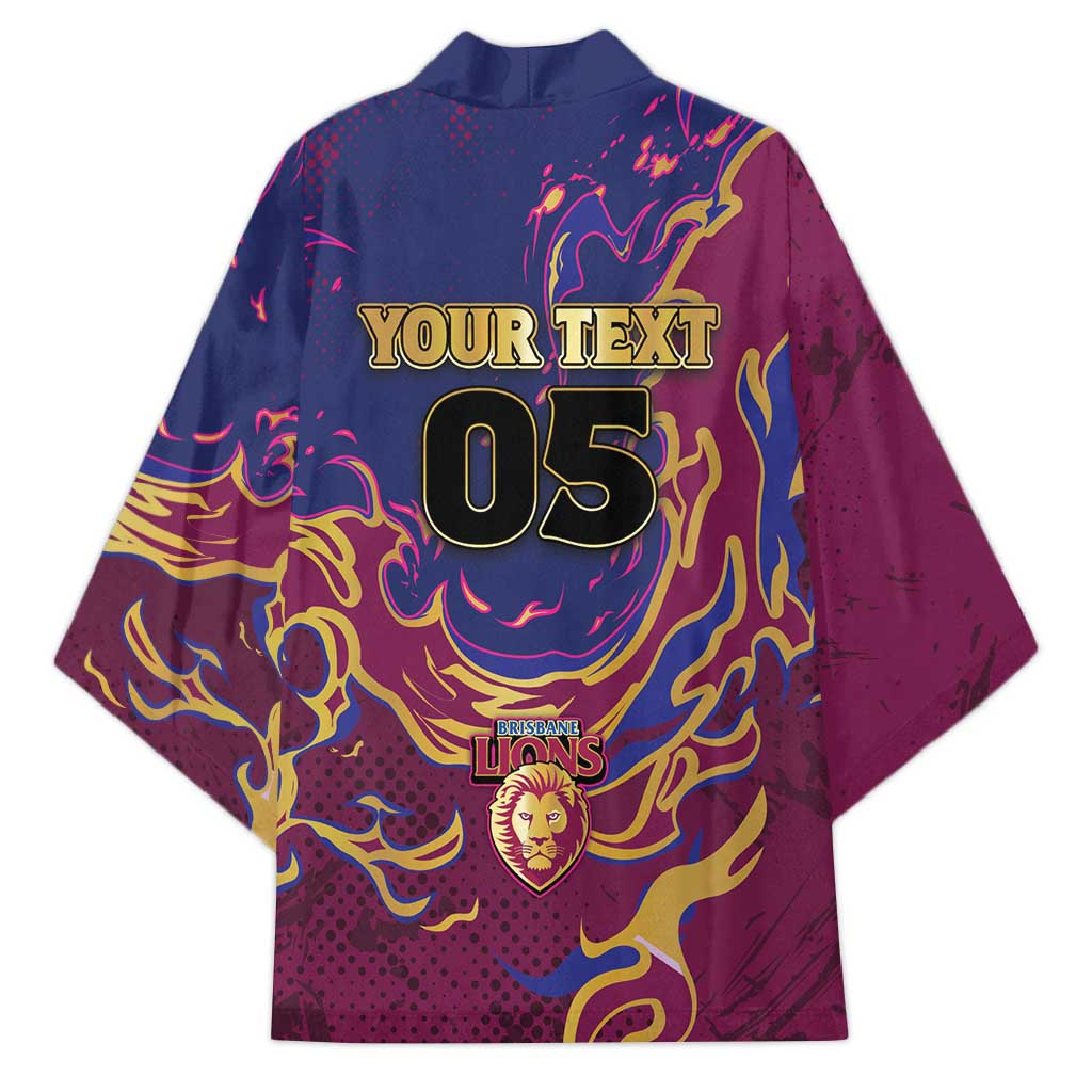 Custom Brisbane Maroon Kimono Lions Blazing Fire