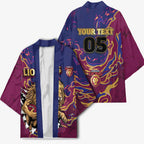 Custom Brisbane Maroon Kimono Lions Blazing Fire