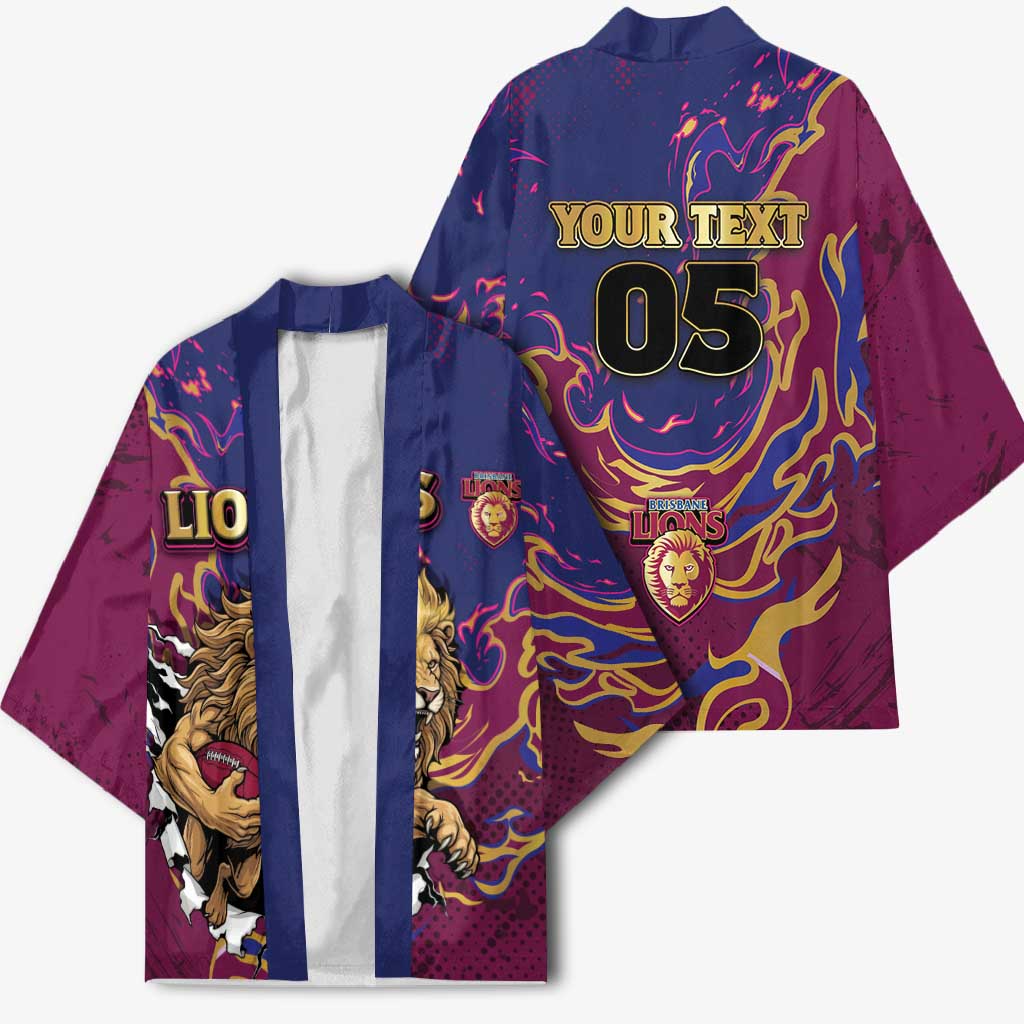 Custom Brisbane Maroon Kimono Lions Blazing Fire