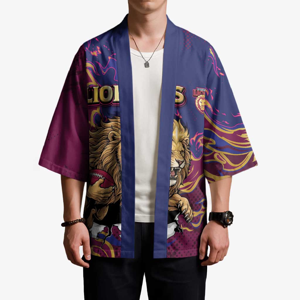 Custom Brisbane Maroon Kimono Lions Blazing Fire