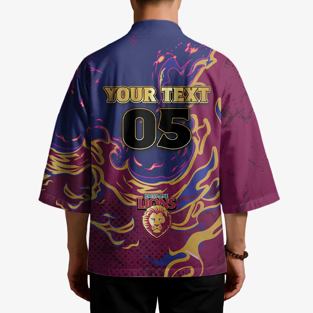 Custom Brisbane Maroon Kimono Lions Blazing Fire