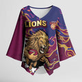Custom Brisbane Maroon Kimono Sleeve Blouse Lions Blazing Fire