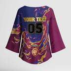 Custom Brisbane Maroon Kimono Sleeve Blouse Lions Blazing Fire