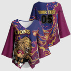 Custom Brisbane Maroon Kimono Sleeve Blouse Lions Blazing Fire