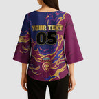 Custom Brisbane Maroon Kimono Sleeve Blouse Lions Blazing Fire