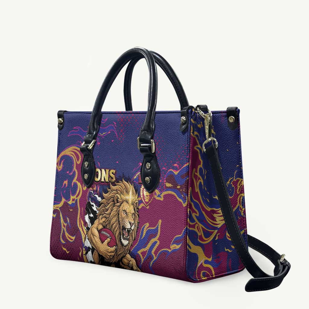 Brisbane Maroon Leather Bag Lions Blazing Fire