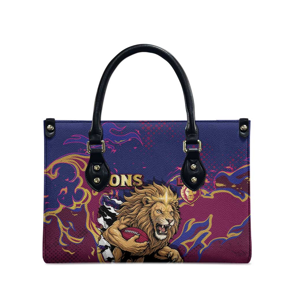 Brisbane Maroon Leather Bag Lions Blazing Fire