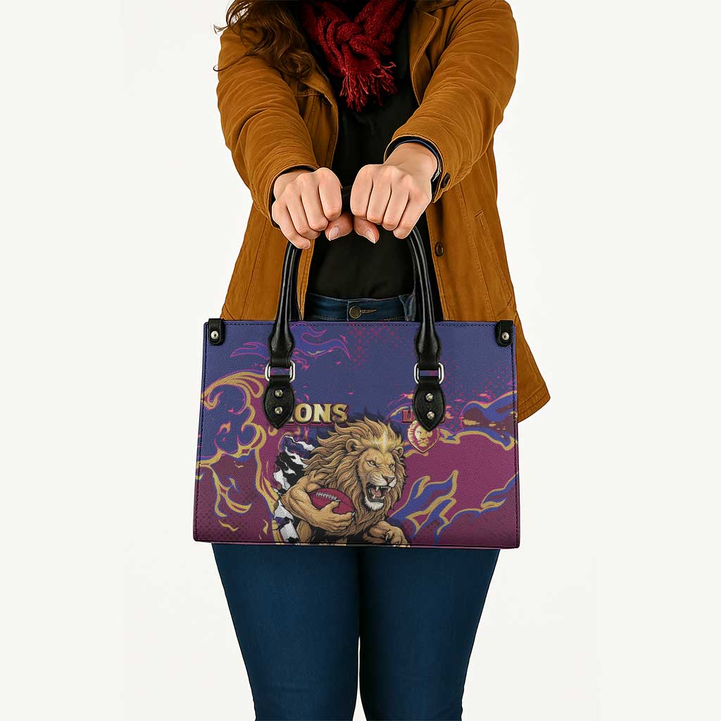 Brisbane Maroon Leather Bag Lions Blazing Fire