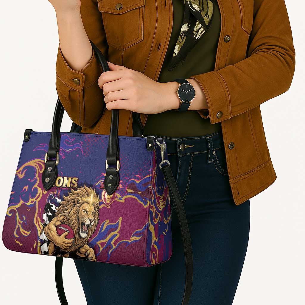 Brisbane Maroon Leather Bag Lions Blazing Fire