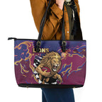 Brisbane Maroon Leather Tote Bag Lions Blazing Fire