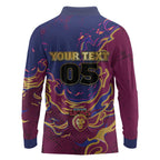 Custom Brisbane Maroon Long Sleeve Polo Shirt Lions Blazing Fire