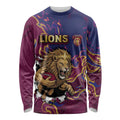 Custom Brisbane Maroon Long Sleeve Shirt Lions Blazing Fire