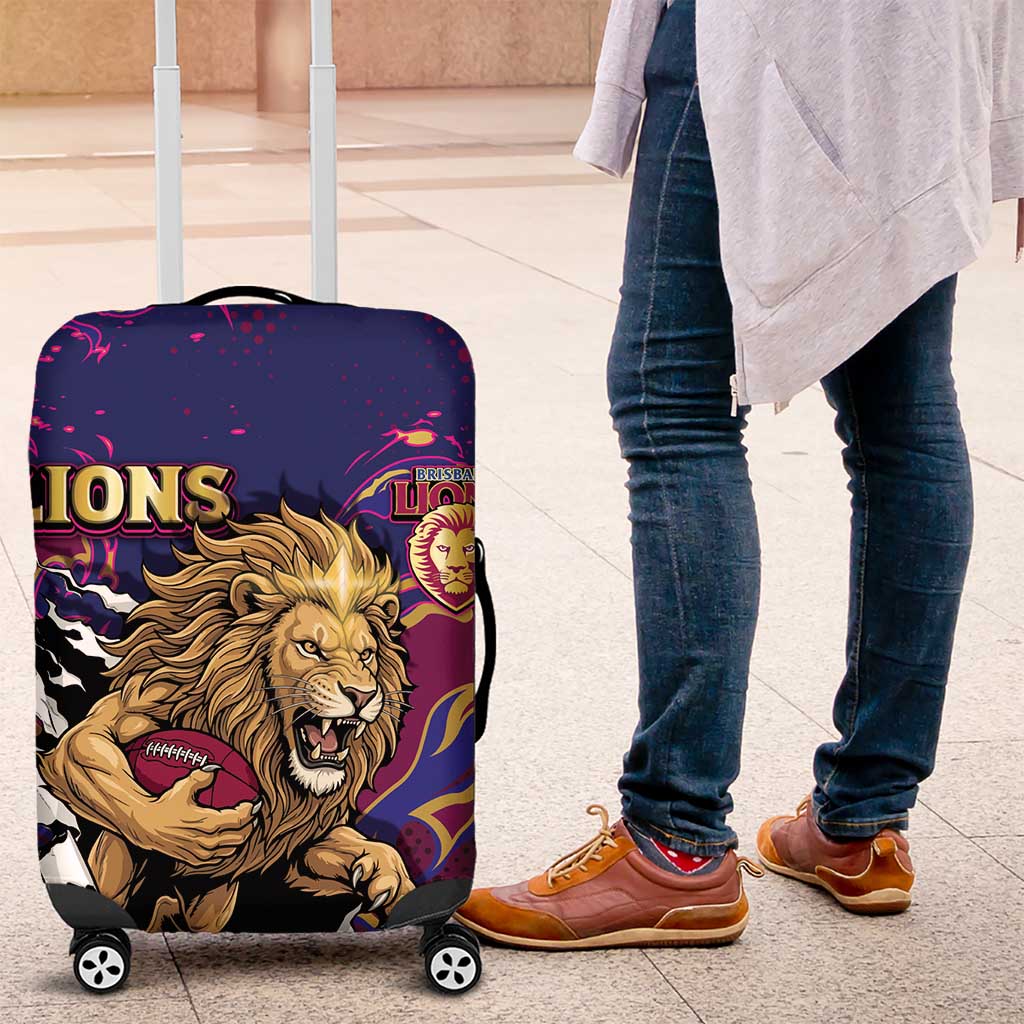 Brisbane Maroon Luggage Cover Lions Blazing Fire