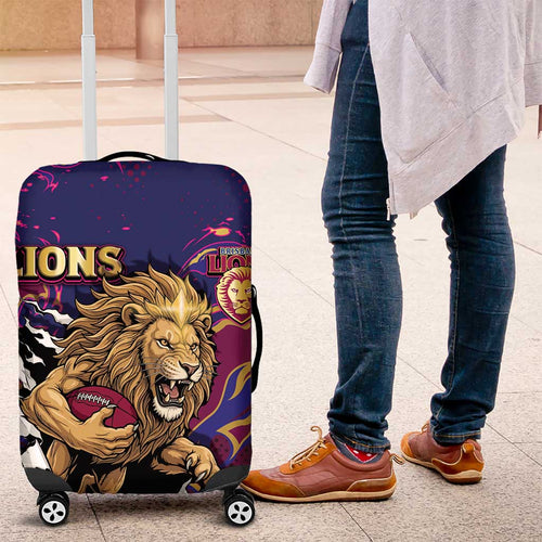 Brisbane Maroon Luggage Cover Lions Blazing Fire