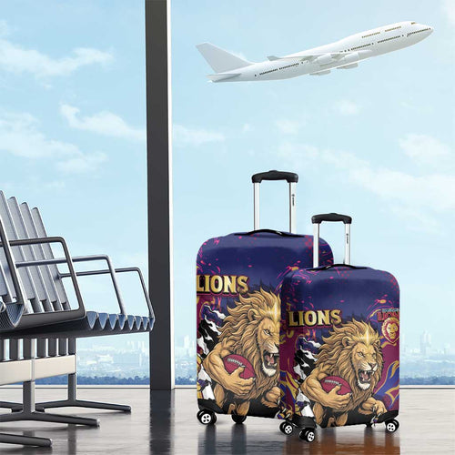 Brisbane Maroon Luggage Cover Lions Blazing Fire