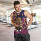 Custom Brisbane Maroon Men Tank Top Lions Blazing Fire