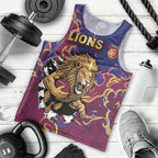 Custom Brisbane Maroon Men Tank Top Lions Blazing Fire