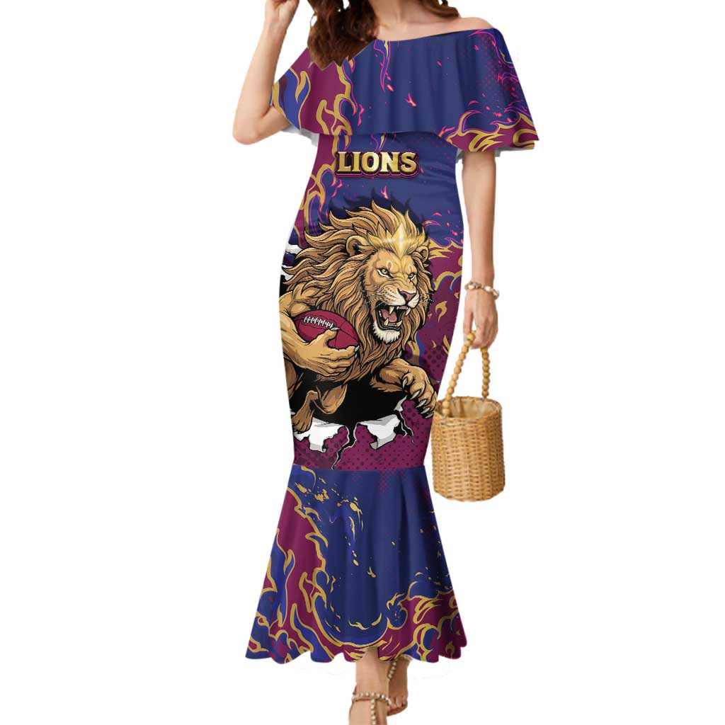 Custom Brisbane Maroon Mermaid Dress Lions Blazing Fire