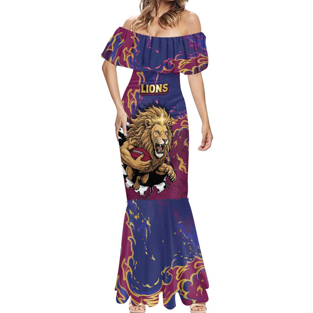 Custom Brisbane Maroon Mermaid Dress Lions Blazing Fire