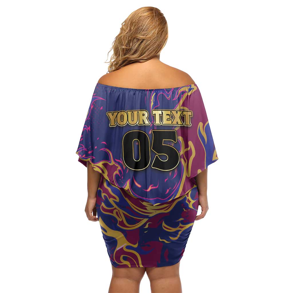 Custom Brisbane Maroon Off Shoulder Short Dress Lions Blazing Fire