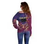 Custom Brisbane Maroon Off Shoulder Sweater Lions Blazing Fire