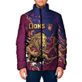Custom Brisbane Maroon Padded Jacket Lions Blazing Fire