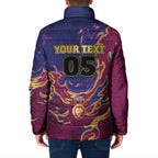 Custom Brisbane Maroon Padded Jacket Lions Blazing Fire