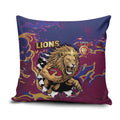 Brisbane Maroon Pillow Cover Lions Blazing Fire