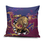 Brisbane Maroon Pillow Cover Lions Blazing Fire