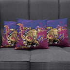 Brisbane Maroon Pillow Cover Lions Blazing Fire