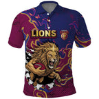 Custom Brisbane Maroon Polo Shirt Lions Blazing Fire