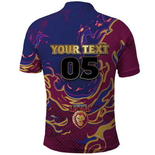 Custom Brisbane Maroon Polo Shirt Lions Blazing Fire