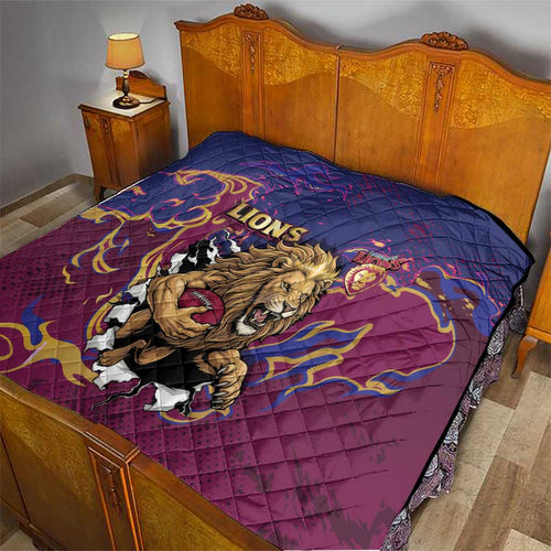 Brisbane Maroon Quilt Lions Blazing Fire