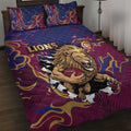 Brisbane Maroon Quilt Bed Set Lions Blazing Fire