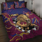 Brisbane Maroon Quilt Bed Set Lions Blazing Fire