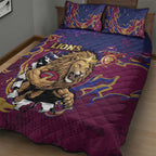 Brisbane Maroon Quilt Bed Set Lions Blazing Fire