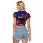 Custom Brisbane Maroon Raglan Cropped T Shirt Lions Blazing Fire