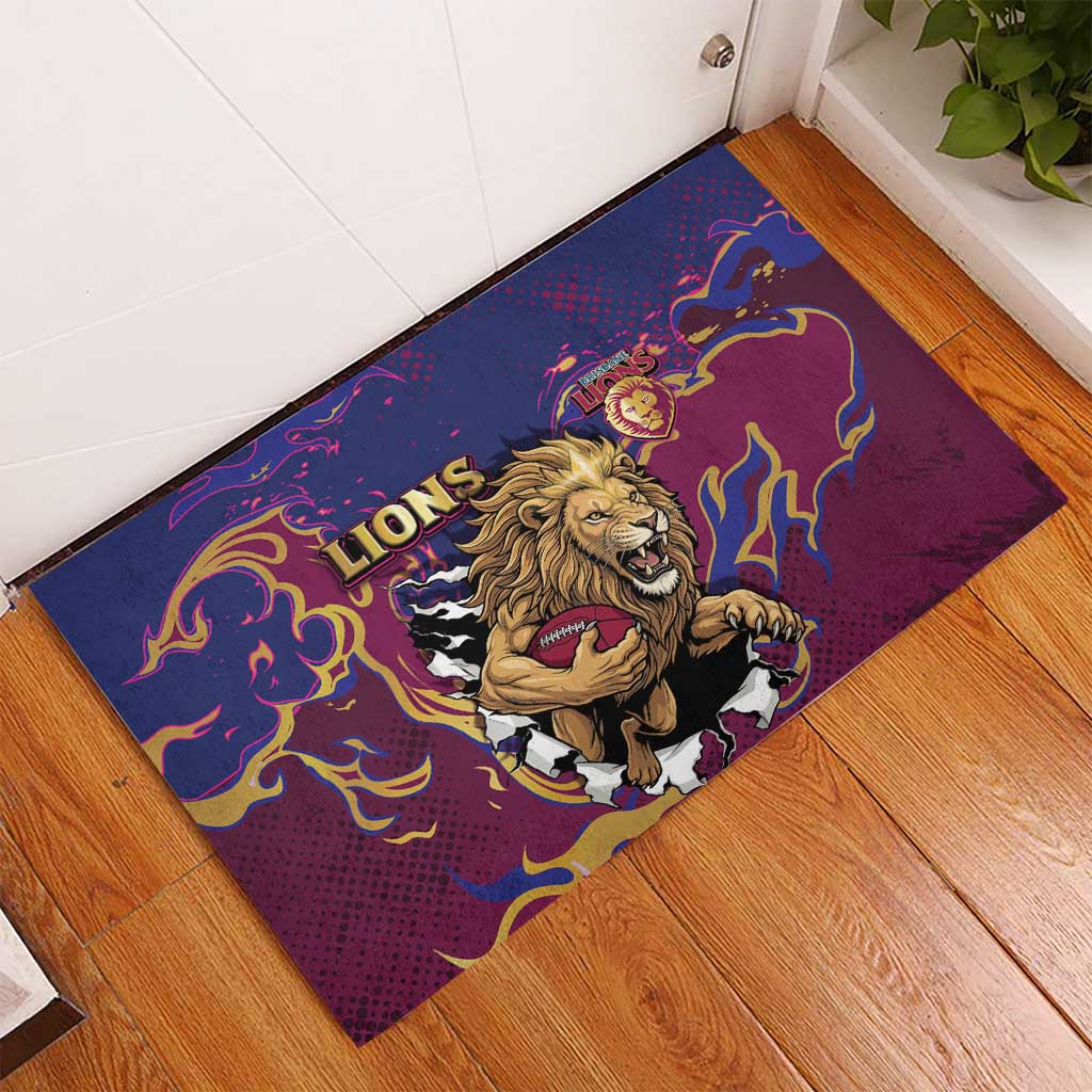Brisbane Maroon Rubber Doormat Lions Blazing Fire