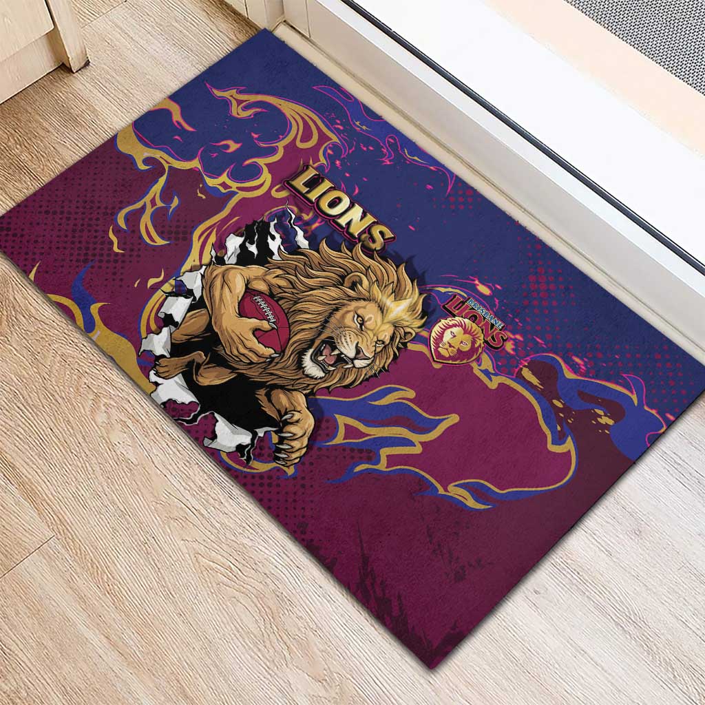 Brisbane Maroon Rubber Doormat Lions Blazing Fire