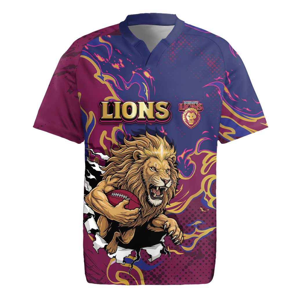 Custom Brisbane Maroon Rugby Jersey Lions Blazing Fire